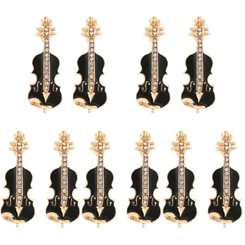 Broche de violon épingle à revers en émail noir pour chapeau et sac
