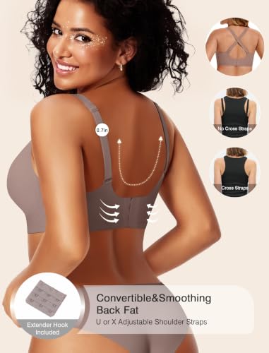 Image of Womens Wireless Jelly Bras No Underwire Support Push Up Removable Straps (U /Cross /Halter) Everyday Sports Bra