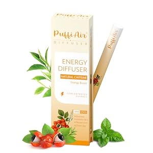 Energy Herbal Diffuser Pen – Caffeine Diffuser for Energy Boost (Guarana, Green Tea, Peppermint & Menthol) – 600 Uses, 1 Sticks