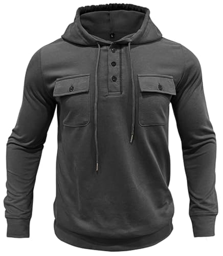 Mens Thin Hoodies Casual Sweatshirts Long Sleeve Drawstring Lightweight Pullover Button Shirts with Pocket2