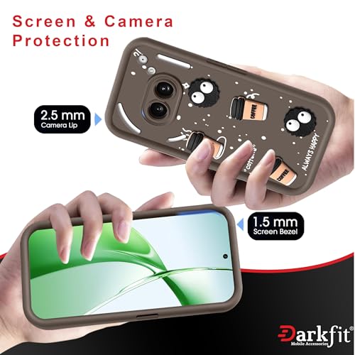 Image of Back Case Cover Compatible with Nothing Phone 2A 5G & Nothing Phone 2A Plus 5G | Cute Fun Cartoon Ball | 3D Coffee Silicone Case | Body & Camera Protection | Shock Proof | Color Brown