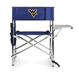 PICNIC TIME NCAA West Virginia Mountaineers Sports Chair with Side Table - Beach Chair - Camp Chair for Adults