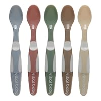 Vital Baby Nourish Baby & Toddler Weaning Spoons 5pk 4m+, Soft, Shallow Spoon Bowls, Easy Grip Handles, EarthSmart Biodegradable, BPA-Free & Gentle on Gums