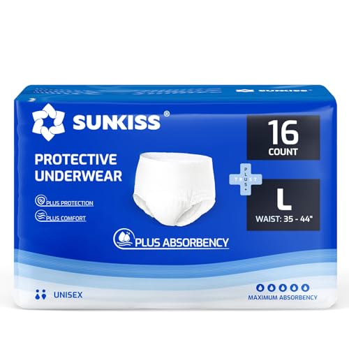 SUNKISS TrustPlus Incontinence Pants for Men and Women Adult Pull Ups Disposable Protective Underwear Maximum Absorbency Odour Control Large 16 Count