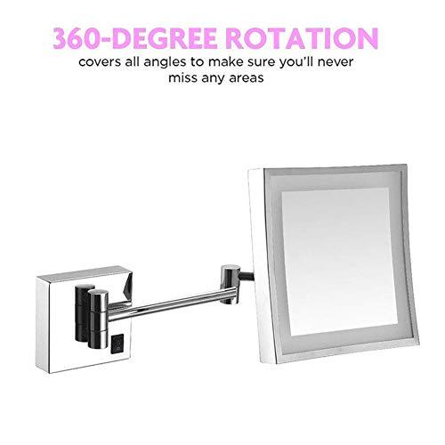 Miroir de maquillage mural JCAKES : miroir extensible 3X argenté avec prise