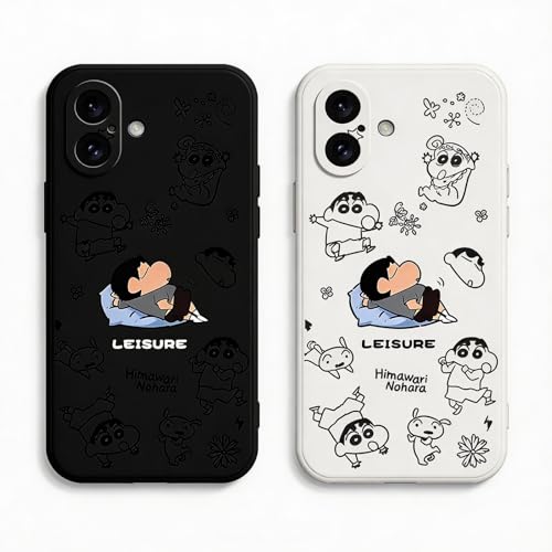 Rbitra �N���������񂿂�� iPhone16 �p �X�}�z�P�[�X �_�炩�� �V���R�� �f�U�C�� �P�[�X TPU �\�t�g �ϏՌ� �S�ʕی� �J�[�g�D�[�� �L�����N�^�[ �y�� ���^ ���C�����X�[�d�Ή� (White, iPhone16)