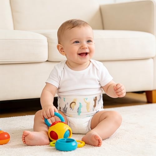 Image of SNOWIE SOFT 3Pcs Cotton Baby Belly Band Baby Belly Button Wrap, Newborn Stomach Button Band Umbilical Hernia Belt Newborn Adjustable Stomach Bands Cotton Infant Tummy Bands for Infant 0-12 Months