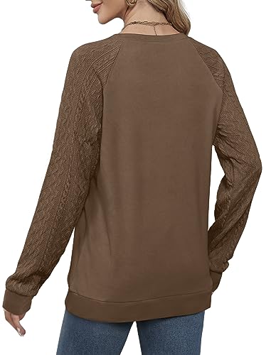 Saloogoe Fall Sweaters For Women 2024 Trendy Long Sleeve Tunic Tops Dressy Loose Fit Coffee M thumb #3