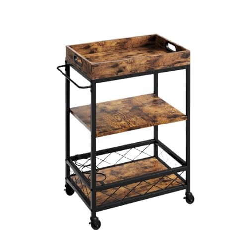 Carrito de bar rodante de 3 niveles para organizar bebidas