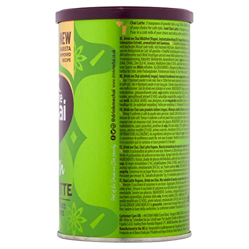 Drink me Chai Vegan Chai Latte 250g (1er Pack), nur Wasser hinzufügen, Veganes Chai Latte Pulver (16 Portionen insgesamt)