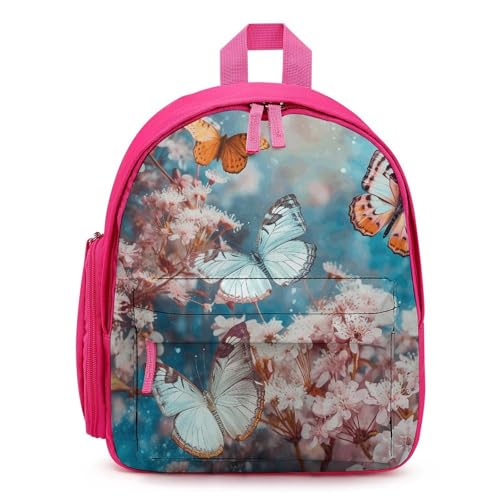 A Group of Butterflies Backpack Small Book Bag with Side Pocket, Lightweight Durable Backpack, Travel Rucksack, Pink-style