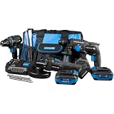 HÖGERT TECHNIK Set Utensili 18V BL CONSTRUCTION – Trapano avvitatore brushless 80 Nm, Martello tassellatore, Smerigliatrice angolare 125 mm, 2x batteria 4 Ah, Caricabatterie 4 A