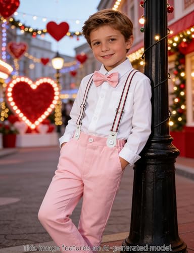 Image of A&J DESIGN Toddler Boys Formal Clothes Suspender Outfit Dress Suit 12M - 6Y