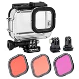 Protective Waterproof Dive Housing Case with Color-Correcting Filters (Red, Light Red, and Magenta) for GoPro Hero 9/10/11/12 /13 Black Cameras – No Lens Removal Needed – for Underwater Photography