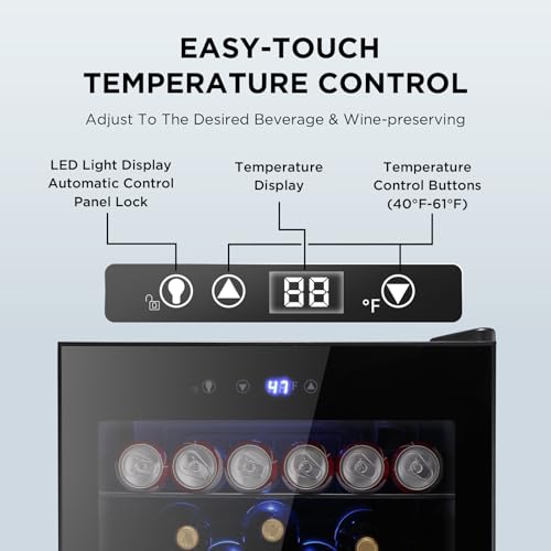Image of Electactic 4.4 Cu.ft Beverage Refrigerator Cooler, 145 Can Mini Fridge Glass Door with Adjustable Shelves, Digital Temperature Display, Freestanding Small Drink Fridge for Home, Office or Bar(Black)