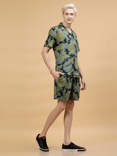 Image of Rigo Printed Co-Ord Set for Men's | Casual Shirt & Shorts Night Suit Set | Lounge-wear Nightdress Pajama Set for Men's | Night Wear, Beach Wear, Vacation Wear Outfit