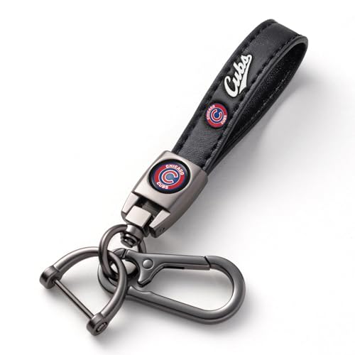 Image of Leather Car Keychain for Baseball Fans, Metal Car Key Ring Key Chain Accessories