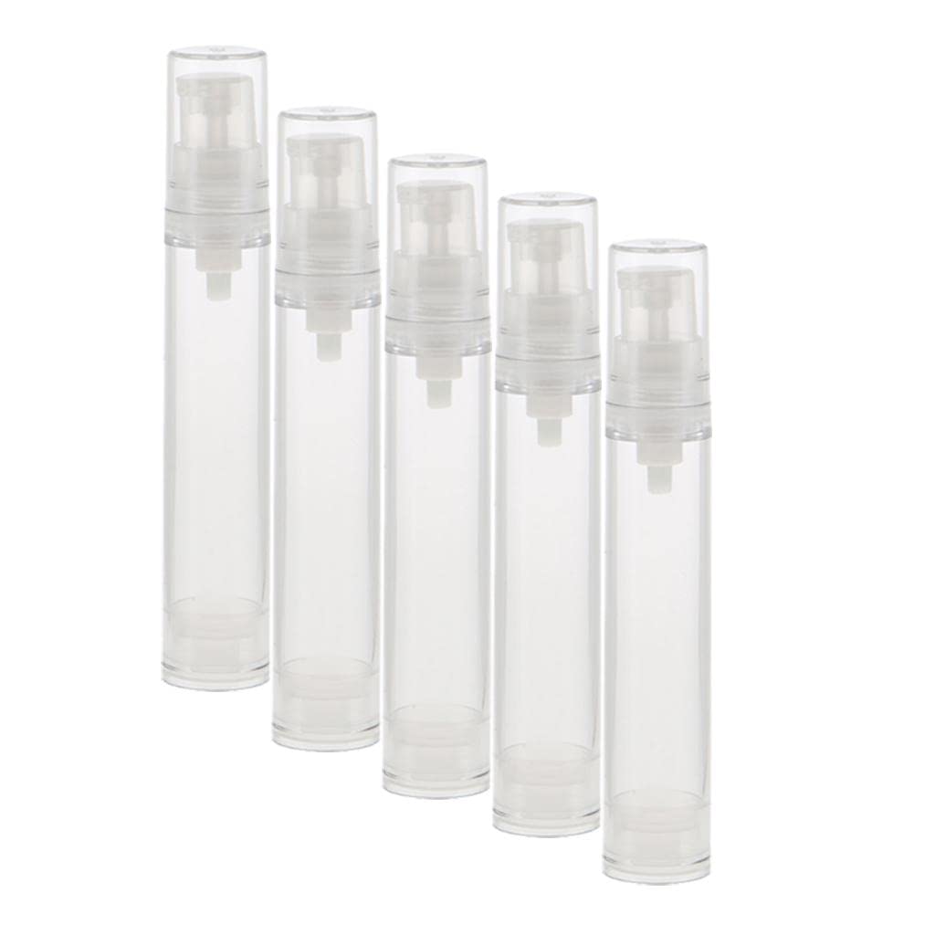 GAH 5 Pieces 12ml Pump Empty Airless Tubes Cosmetic Cream Lotion Travel Bottles-image-45