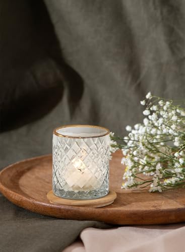 Serene Spaces Living Etched Squares Glass Votive Holders - Thumbnail 3