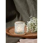 Serene Spaces Living Set of 4 Etched Squares Glass Votive Holders with Gold Rim, Ideal for Wedding Decorations, Parties, Events, Measures 3" Tall and 2.5" Diameter - Image 2