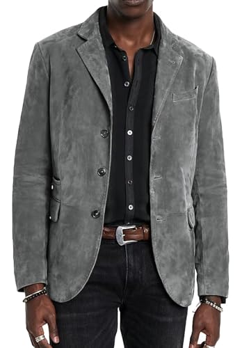 Men's Suede Blazer Single Breasted Classic fit Jackets Casual Vintage Coat for Daily