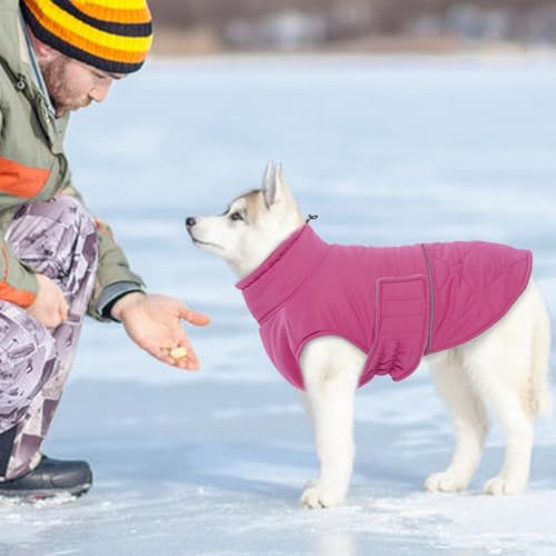 MHaustlie Warmer Hundemantel, kleine Hundewinterjacke, wasserdichte Winterbekleidung für Hunde, französische Bulldogge Mantel, Hundeschneejacke, Bichon, West Highland Terrier(Rosa, S)