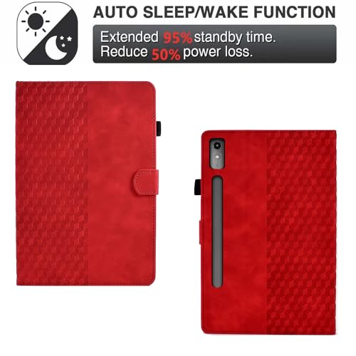CASAFUNY Case for Lenovo Tab P12 - 12.7 Inch 2023 Protective Tablet Cover with Multi-Angle Stand, Auto Wake/Sleep Function - Red - Image 4