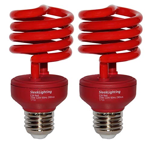 Sleeklighting 23 Watt T2 Red Light Spiral Cfl Light Bulb, General Purpose - Ul Approved- 120V, E26 Medium Base- Indoors/Outdoor Energy Saver (Pack Of 2) #TOP6