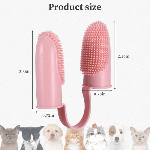 Image of 6Pcs Dog Toothbrush Finger, Dog Tooth Brushing Kit Puppy Tooth Brushing Kit for Pets Teeth Cleaning, Soft Double Finger Toothbrush for Dogs & Cats Dental Care(Pink+Green+Yellow)