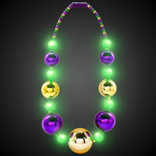 Windy City Novelties LED Light Up 44" Jumbo Bead Necklace with 3 Dynamic Light Modes for Festive Fun2