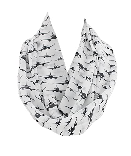Etwoa's Airplane Pattern Infinity Scarf Circle Loop Scarves