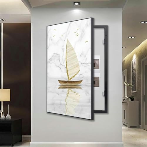 Peinture murale décorative moderne verticale pour un salon épuré