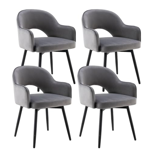 Chairus Juego De 2 Sillas De Comedor Terciopelo Sillas De Cocina Giratoria Con Patas Negras, Sillas De Hogar Modernas Con Respaldo Hueco Para Restaurante Cafetería, Gris Chairus Juego De 2 Sillas De Comedor Terciopelo Sillas De Cocina Giratoria Con Patas Negras, Sillas De Hogar Modernas Con Respaldo Hueco Para Restaurante Cafetería, Gris