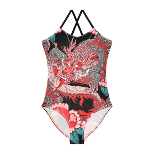 Image of Girls one Piece Swimsuit Summer UPF 50+ Quick Dry Beach Bathing Suit with Straps Swimwear 3-10 Years