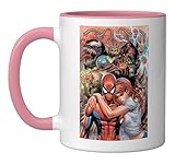 Marvel Spider-Man and Mary Jane vs. Super Villains Ceramic Mug, Pink/White