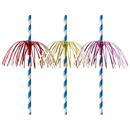 PAPSTAR Fireworks 87783 - Pajitas de papel, diámetro de 6 mm, 20 cm, color azul y blanco