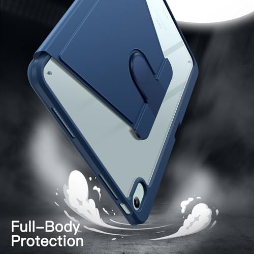 JETech Rotating Case for iPad Air 13-Inch M3/M2 (2025/2024) with Pencil Holder, 360 Degree Rotation Protective Stand Cover Clear Back, Auto Wake/Sleep (Deep Navy)