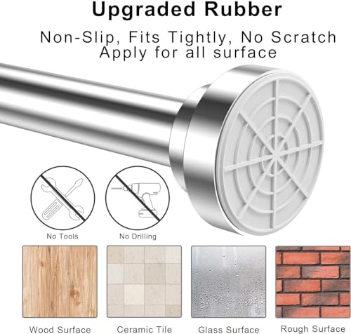 Duschvorhangstange ohne Bohren aus Edelstahl, Ausziehbare Feder Spannstange Rostfrei & Rutschfest, 100 bis 290cm Teleskopstange für ihre Badewanne Schwarz