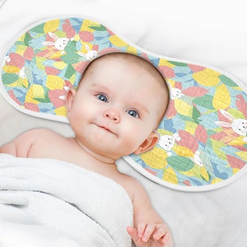 2 Pack Muslin Burp Cloths Rabbit Colorful Leaves Cotton Baby Burp Cloths Absorbent Burping Cloth Soft Spit Up Rags for Newborn Baby Boys Girls, Large 22" x 11"4