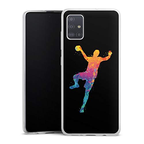 DeinDesign Slim Case extra dünn kompatibel mit Samsung Galaxy A51 Silikon Handyhülle transparent Hülle Handball Farbklecks Ball