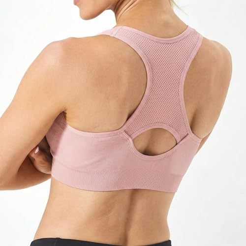Image of FITTIN Supportive Sports Bras for Women: Padded Racerback for Yoga Workout | Full Coverage No Bounce Zero-Pressure Comfort Wide Strap Seamless for Pilates Gym - for C-DDD Cups Plus Size Large Bust Women