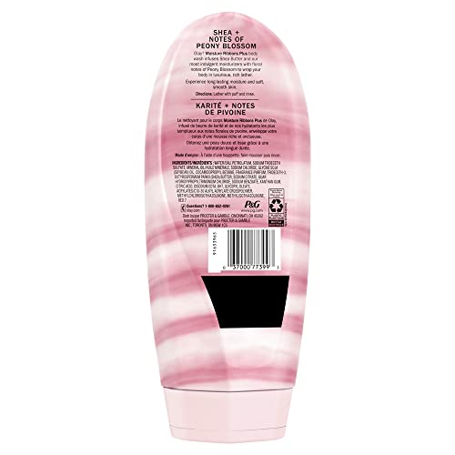 Olay Moisture Ribbons Plus Shea + Notes Of Peony Blossom Body Wash, 18 Fl Oz (Pack Of 4) #TOP3