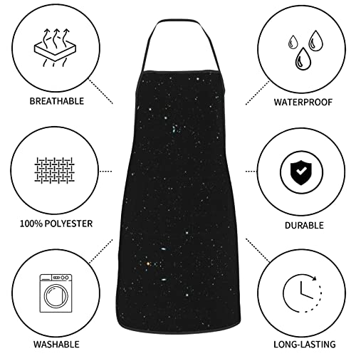 Ewmar Adjustable Bib Black Glitter Printed Apron With Pocket Cooking Aprons For Chef Restaurant Bbq Painting #TOP7