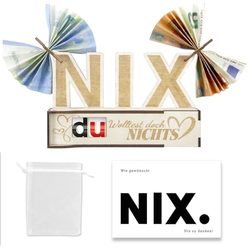 Nichts Geschenk,Schokoriegel Geschenkbox mit Grußkarte,Chocolate Bar Gift Box,Du Wolltest Doch Nichts,NIX Geburtstag Geldgeschenk Holz,Kreatives Lustige Geschenke für Männer Familie Vater Freunde