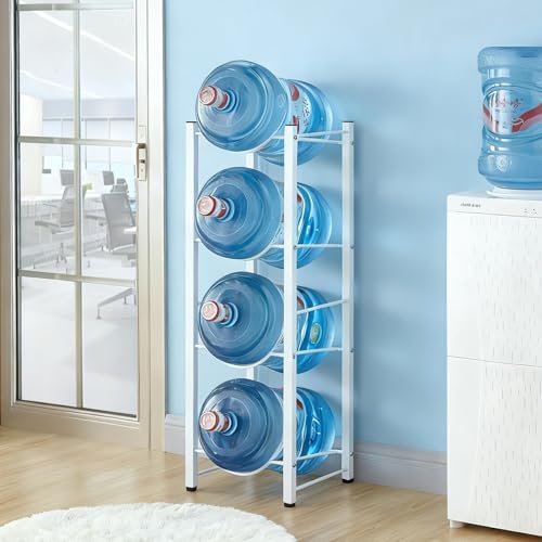 MTIETEME ウォーターボトルラック バケツスタンド 収納ラック 取り外し可能 収納付き 取り出しやすい 強力な耐荷重200kg 高耐久性 2/3/4/5層 ウォーターサーバー 台 組み立てが簡単 キッチン、寝室、リビング、オフィスに適用 白(35x3