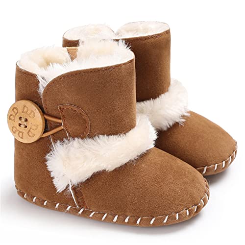 HsdsBebe Baby Boys Girls Snow Boots Premium Button Non Slip Soft Sole Toddler First Walker Winter Warm Crib Shoes