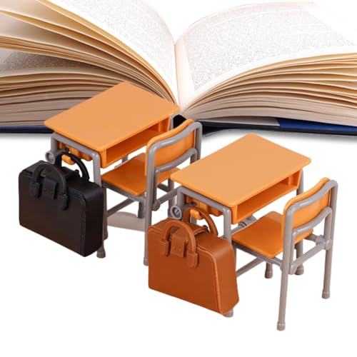 Lnhgh Conjuntos de Muebles para Juego de Imitación | Mesa Y Sillas Miniaturas para Casa De - Plantillas Escolares Escolares Escolares Oficina para Niña Niño Sala De Juego De Rol