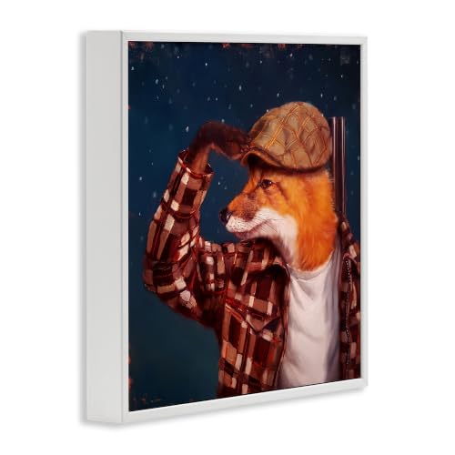 Image of Stupell Industries Red Fox Tartan Plaid Fashion Cap Nighttime Sky, Design by Lucia Heffernan