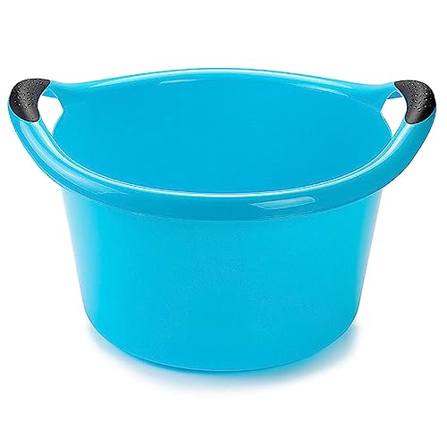 ACAN Tradineur - Cubo, Barreño, Tina Multiusos - Fabricado en plástico - Producto y Utensilio de Limpieza - Forma Redonda con Asas - Capacidad de 15 litros - diámetro 39,5 cm - Color Azul
