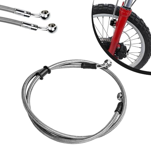 Latiguillo Freno Moto 110cm,Tubo Manguera Embrague Freno Hidráulico Reforzado para Motocross Enduro Dirt Bike-Plata